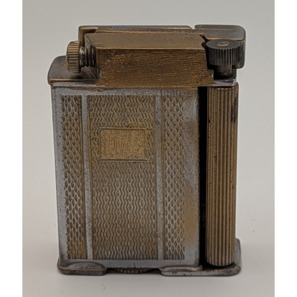 Vintage Lift Arm Lighter Made in England Gold Silver Art Deco Textured Fair